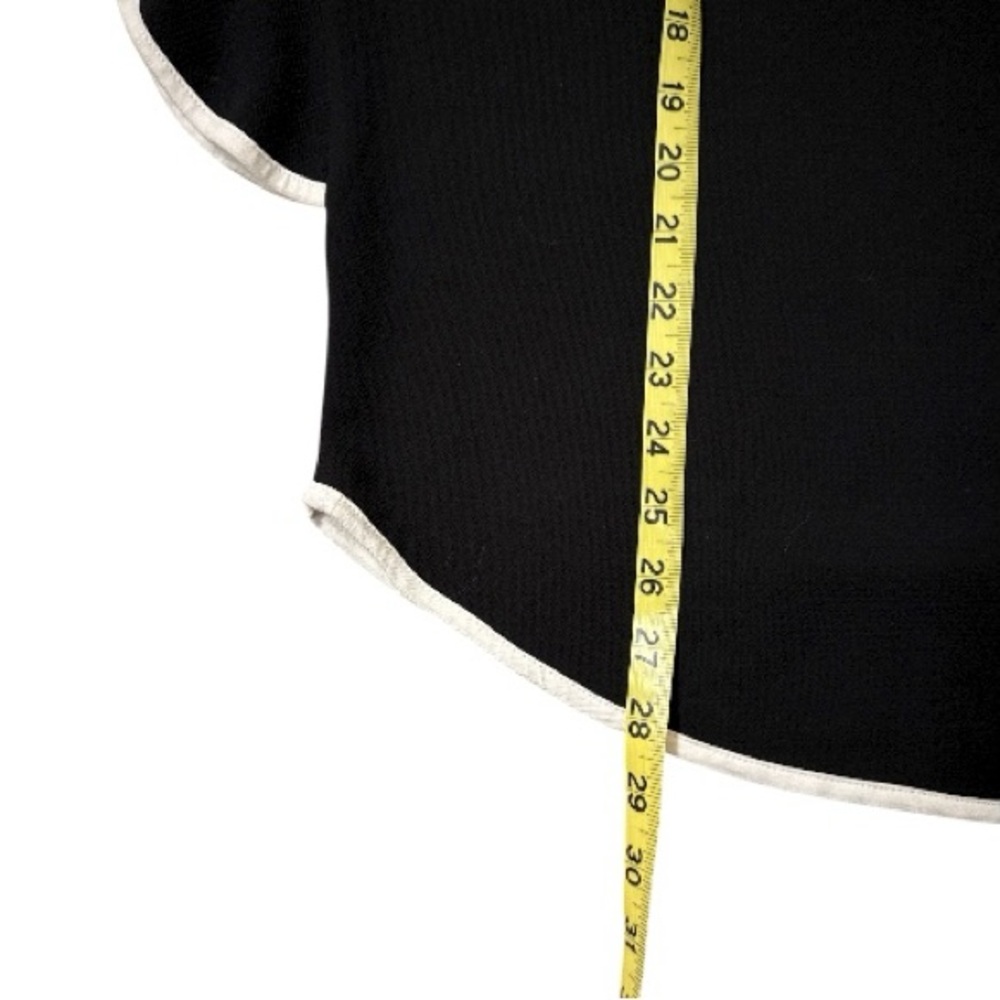 Black Poncho Top Made in USA Contrast Trim Flutter Sleeve Oversized - L - Picture 7 of 10
